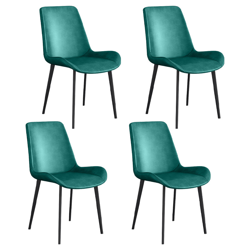 Chaise d'appoint de restaurant scandinave en cuir, chaise de salle à manger Parsons avec pieds en métal