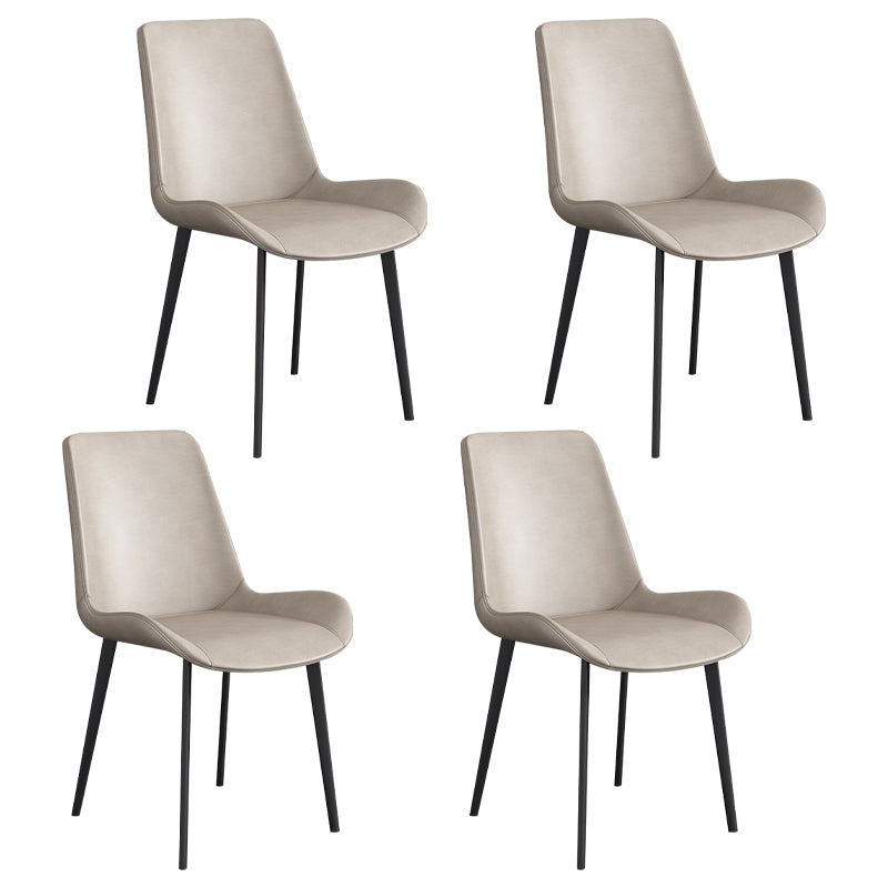 Chaise d'appoint de restaurant scandinave en cuir, chaise de salle à manger Parsons avec pieds en métal