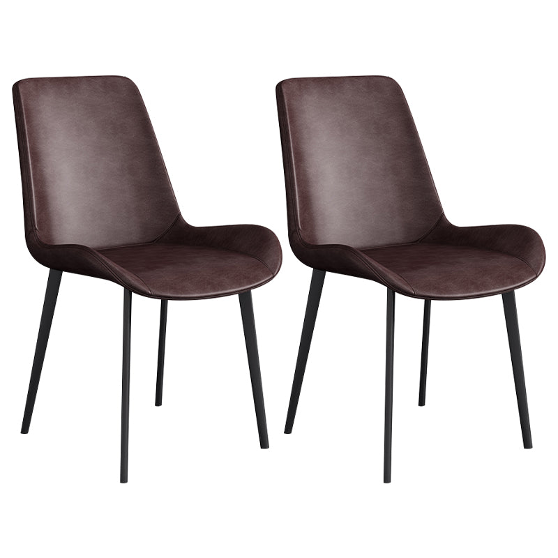 Chaise d'appoint de restaurant scandinave en cuir, chaise de salle à manger Parsons avec pieds en métal