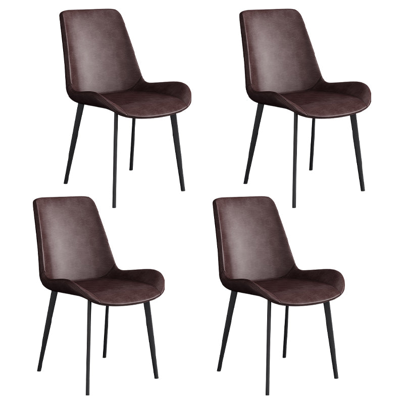 Chaise d'appoint de restaurant scandinave en cuir, chaise de salle à manger Parsons avec pieds en métal