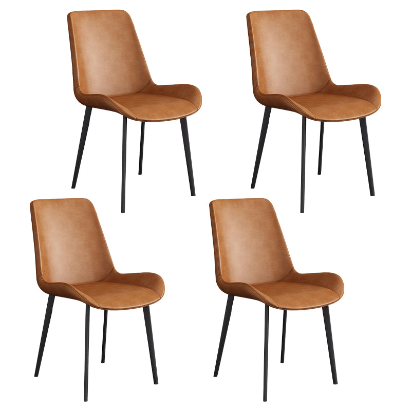 Chaise d'appoint de restaurant scandinave en cuir, chaise de salle à manger Parsons avec pieds en métal