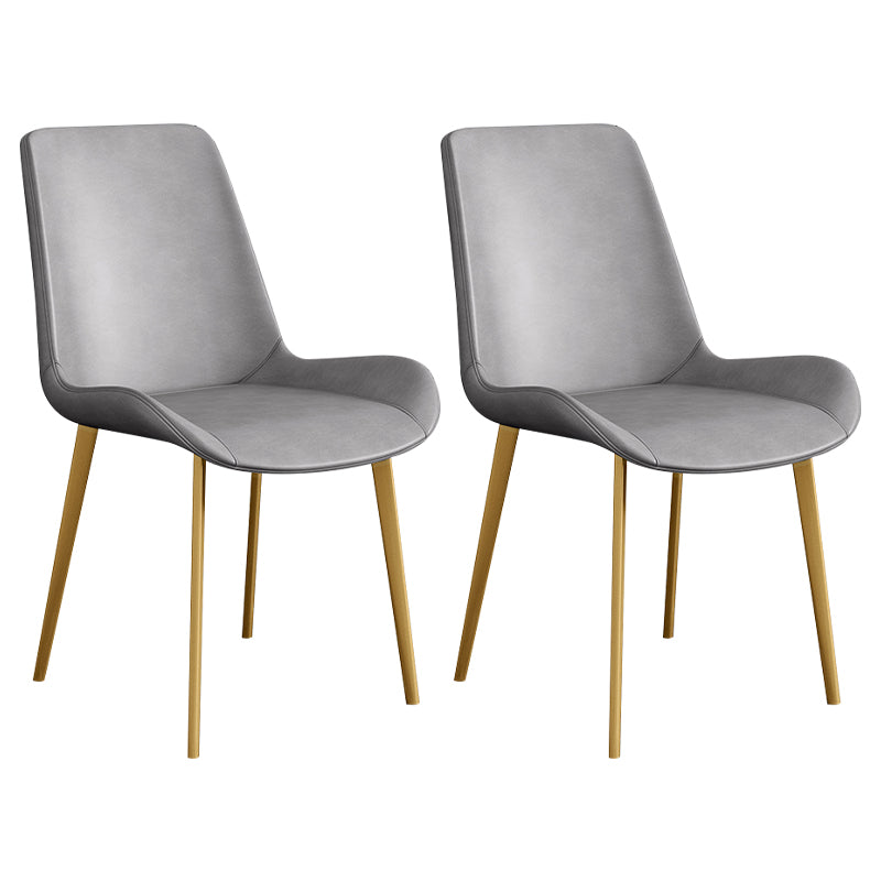 Chaise d'appoint de restaurant scandinave en cuir, chaise de salle à manger Parsons avec pieds en métal
