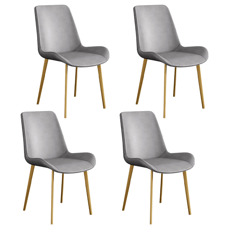 Chaise d'appoint de restaurant scandinave en cuir, chaise de salle à manger Parsons avec pieds en métal