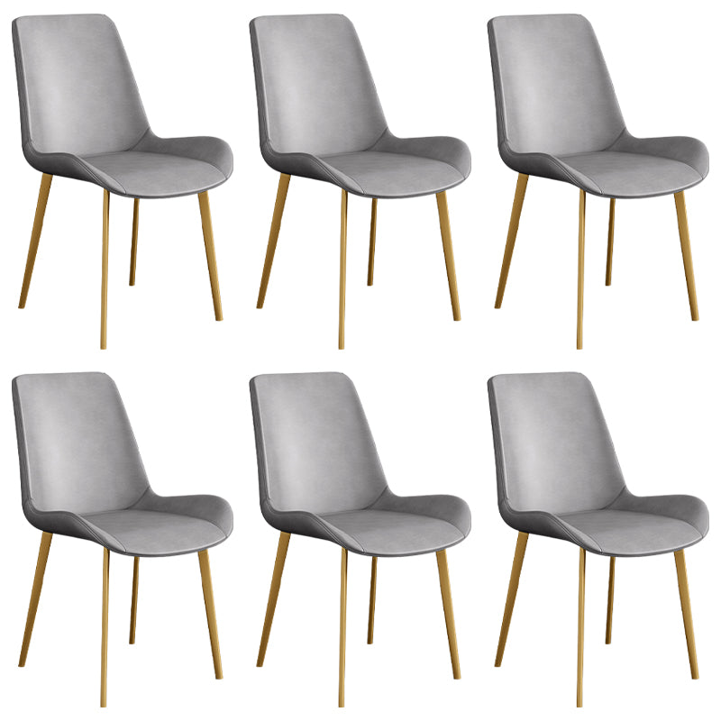 Chaise d'appoint de restaurant scandinave en cuir, chaise de salle à manger Parsons avec pieds en métal
