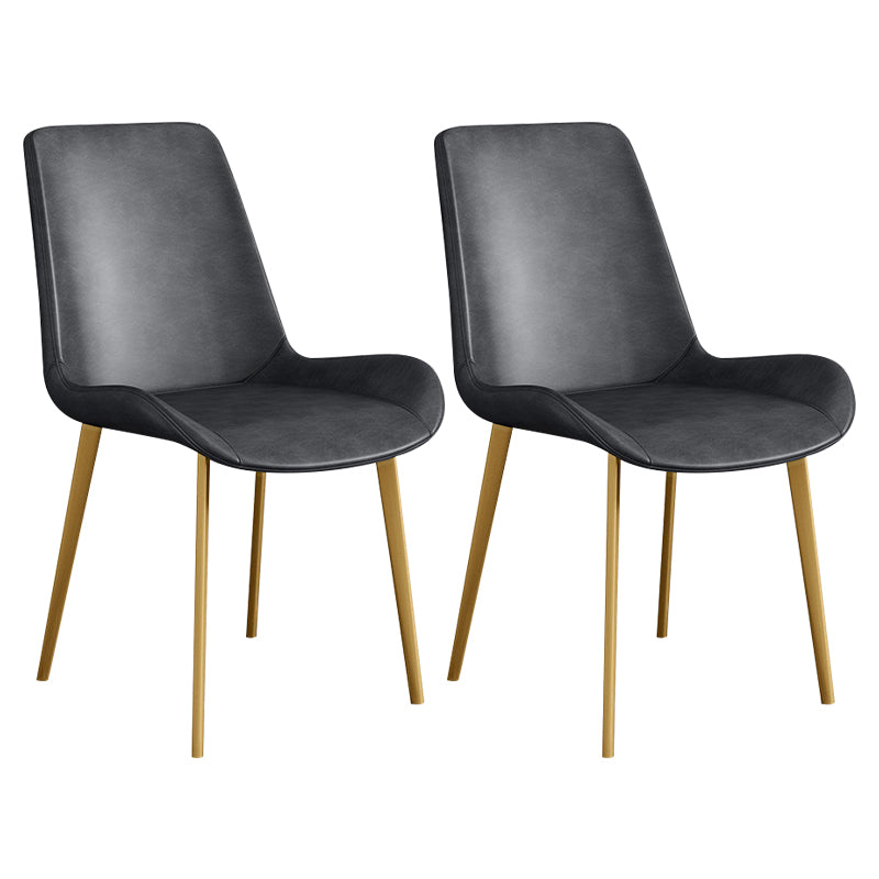 Chaise d'appoint de restaurant scandinave en cuir, chaise de salle à manger Parsons avec pieds en métal