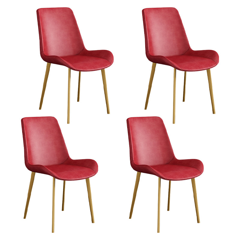 Chaise d'appoint de restaurant scandinave en cuir, chaise de salle à manger Parsons avec pieds en métal