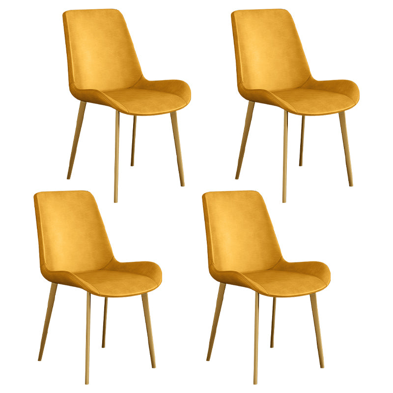 Chaise d'appoint de restaurant scandinave en cuir, chaise de salle à manger Parsons avec pieds en métal