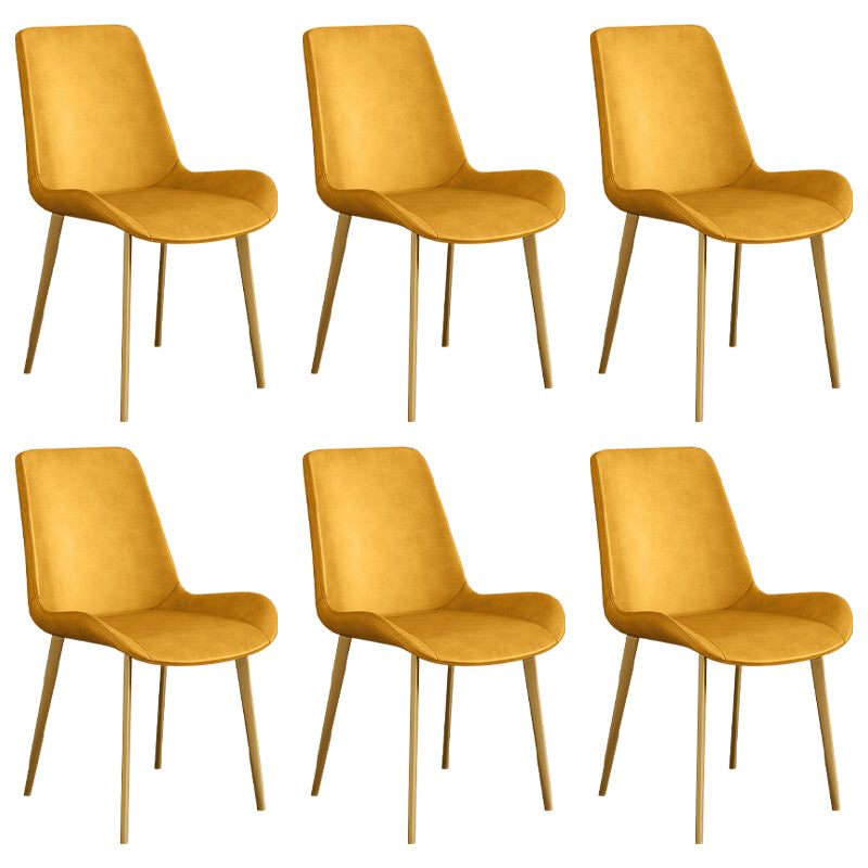 Chaise d'appoint de restaurant scandinave en cuir, chaise de salle à manger Parsons avec pieds en métal