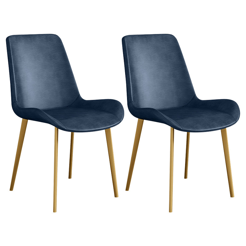 Chaise d'appoint de restaurant scandinave en cuir, chaise de salle à manger Parsons avec pieds en métal