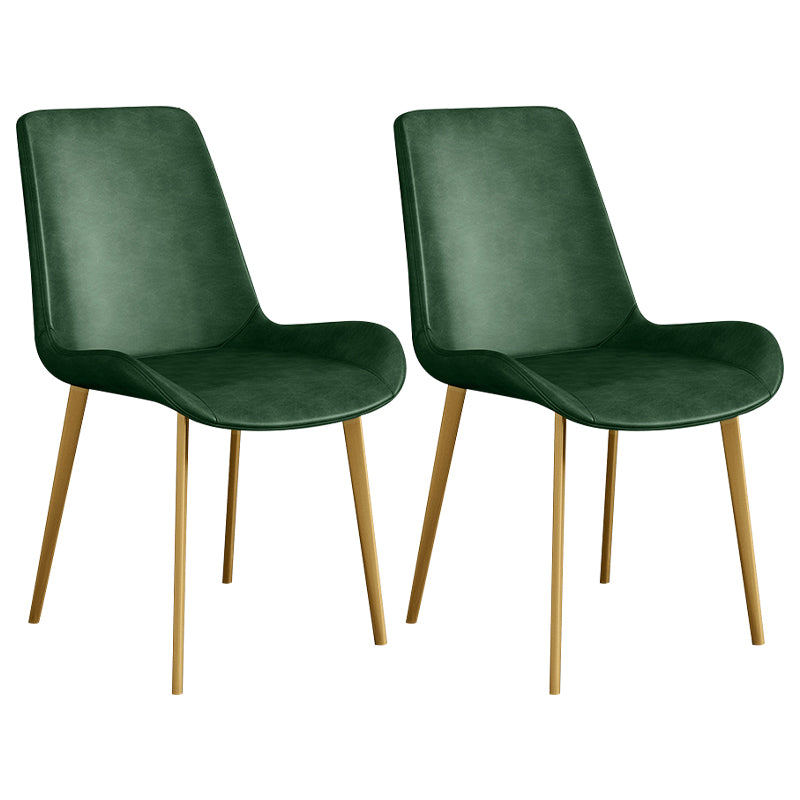 Chaise d'appoint de restaurant scandinave en cuir, chaise de salle à manger Parsons avec pieds en métal