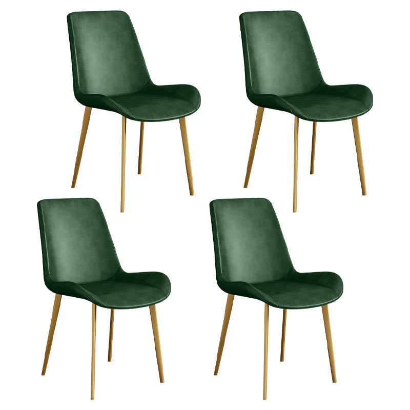 Chaise d'appoint de restaurant scandinave en cuir, chaise de salle à manger Parsons avec pieds en métal