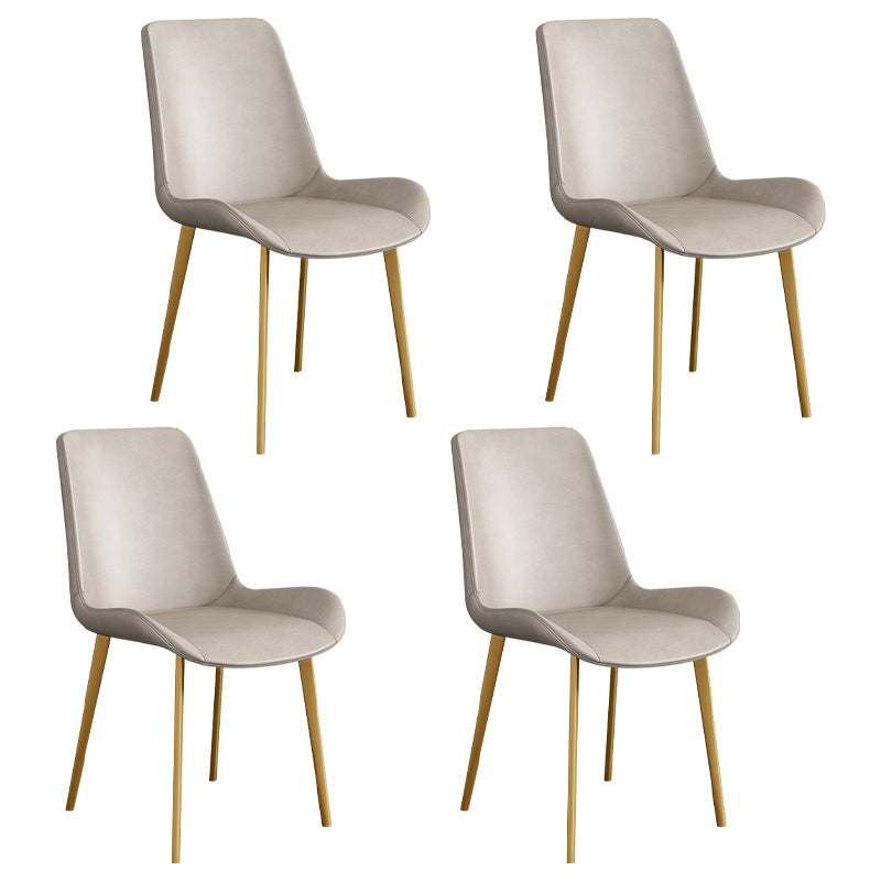 Chaise d'appoint de restaurant scandinave en cuir, chaise de salle à manger Parsons avec pieds en métal