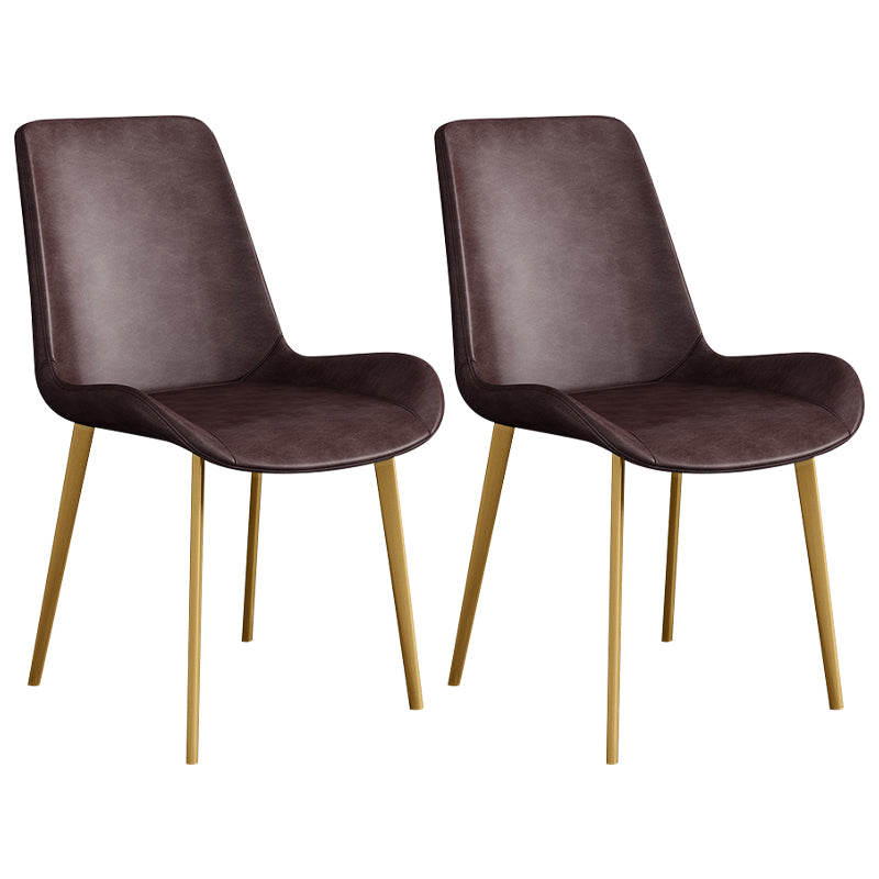 Chaise d'appoint de restaurant scandinave en cuir, chaise de salle à manger Parsons avec pieds en métal