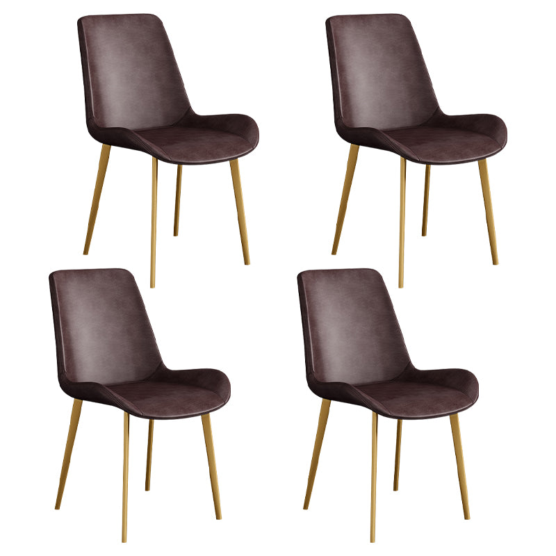 Chaise d'appoint de restaurant scandinave en cuir, chaise de salle à manger Parsons avec pieds en métal