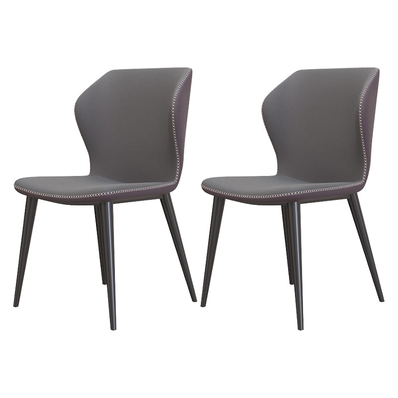 Chaises de salle à manger en cuir de style contemporain, chaise sans accoudoirs à oreilles pour usage domestique