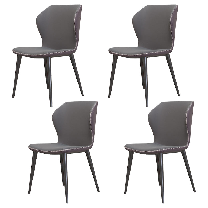 Sillas de comedor de cuero de estilo contemporáneo Wingback que cena la silla sin brazos para uso doméstico