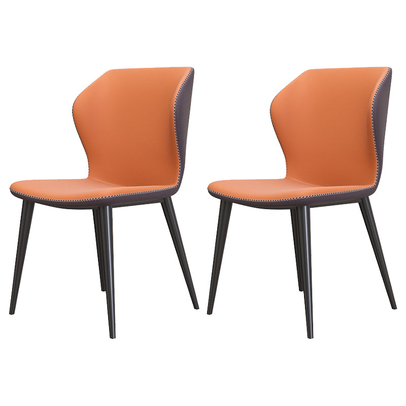 Chaises de salle à manger en cuir de style contemporain, chaise sans accoudoirs à oreilles pour usage domestique