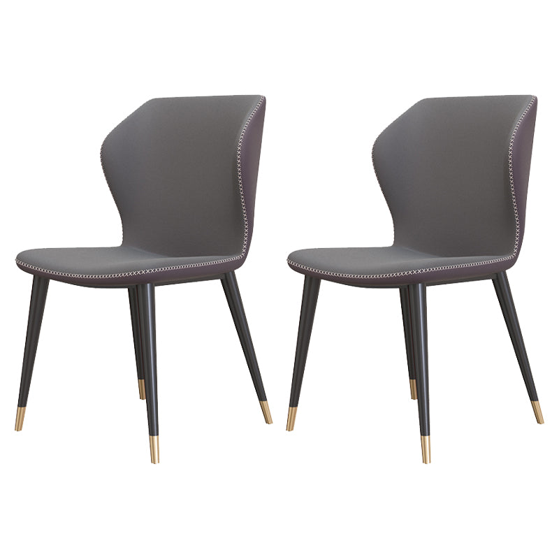 Sillas de comedor de cuero de estilo contemporáneo Wingback que cena la silla sin brazos para uso doméstico