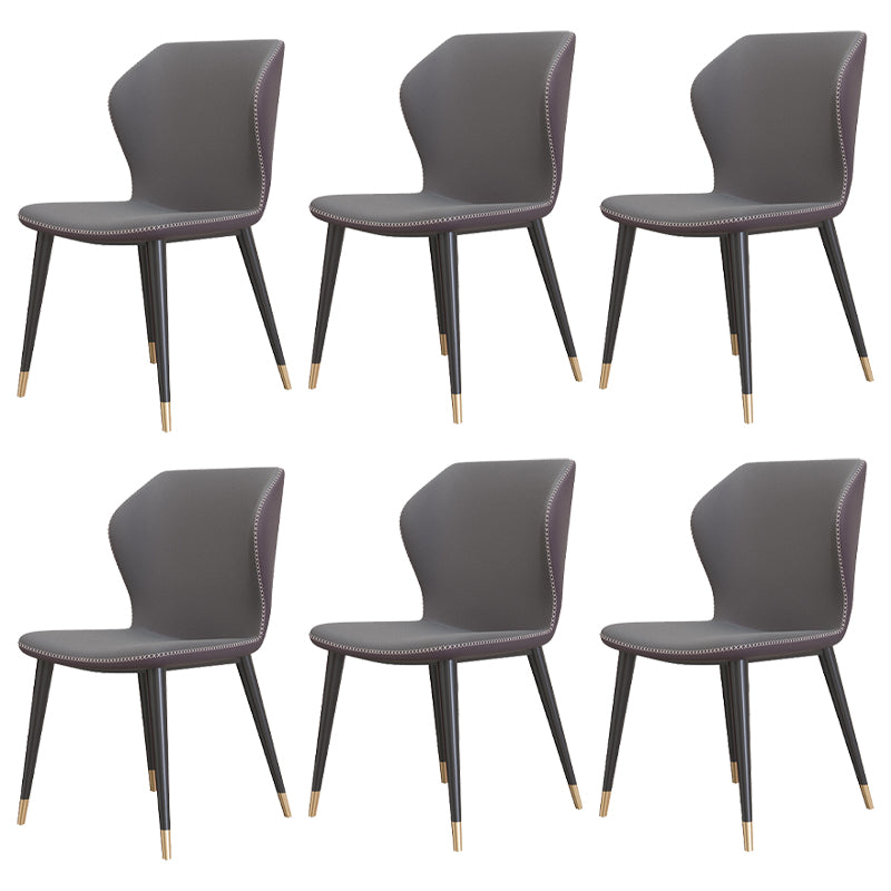 Sillas de comedor de cuero de estilo contemporáneo Wingback que cena la silla sin brazos para uso doméstico