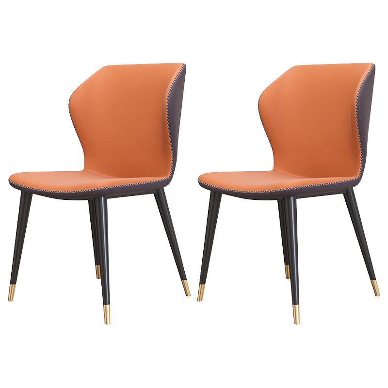 Sillas de comedor de cuero de estilo contemporáneo Wingback que cena la silla sin brazos para uso doméstico