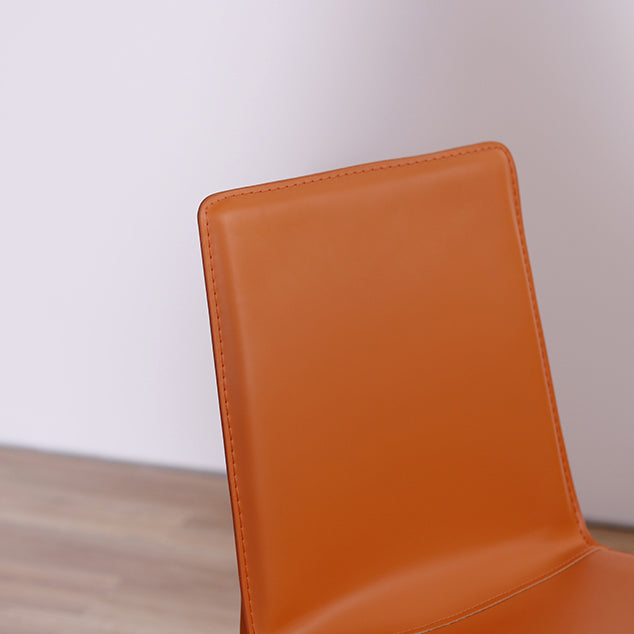 Contemporary Style Leather Dining Side Chair Solid Back Armless Side Chair