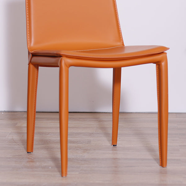 Contemporary Style Leather Dining Side Chair Solid Back Armless Side Chair