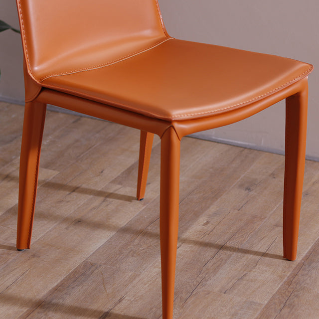 Contemporary Style Leather Dining Side Chair Solid Back Armless Side Chair