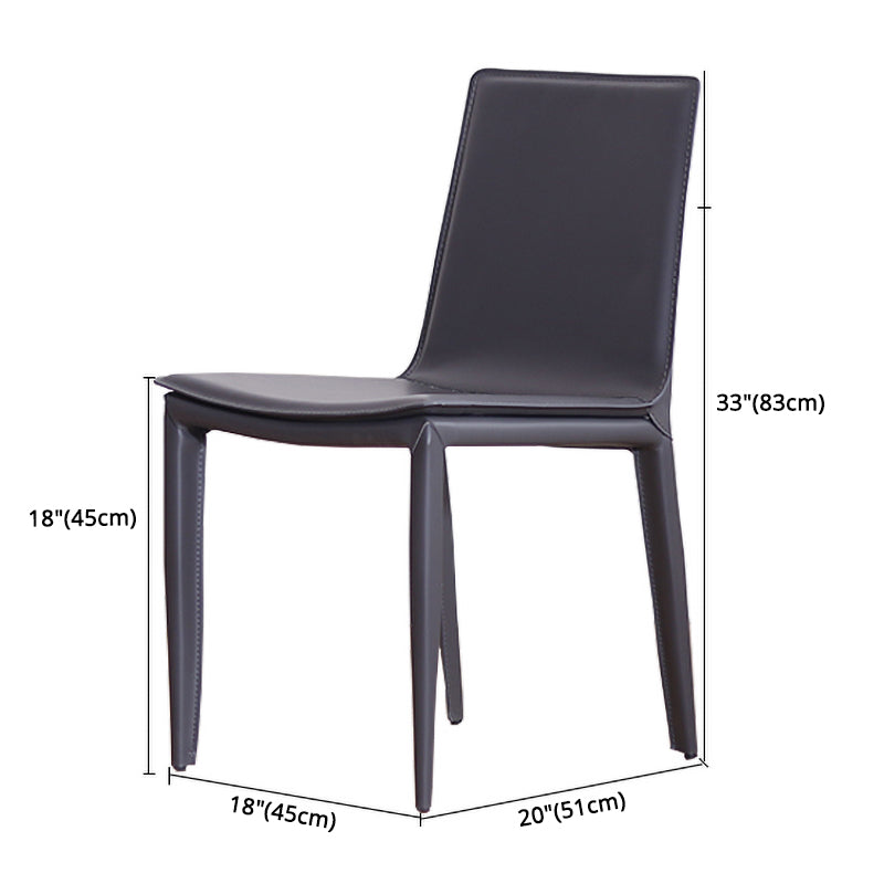 Contemporary Style Leather Dining Side Chair Solid Back Armless Side Chair