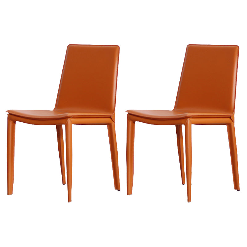 Contemporary Style Leather Dining Side Chair Solid Back Armless Side Chair
