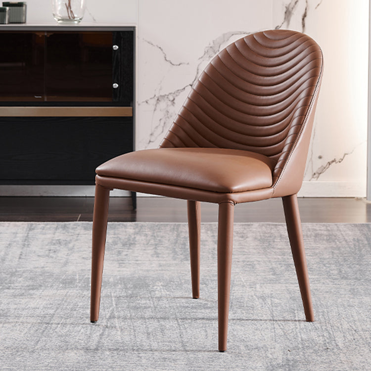 Chaise de salle à manger sans bras tapissée de style contemporain avec dossier solide