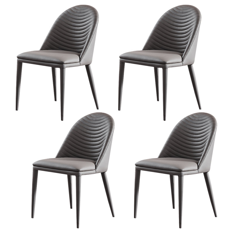Chaise de salle à manger sans bras tapissée de style contemporain avec dossier solide