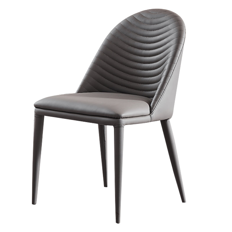 Chaise de salle à manger sans bras tapissée de style contemporain avec dossier solide