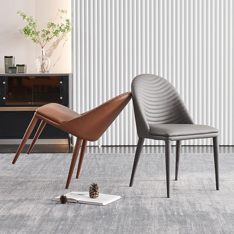 Chaise de salle à manger sans bras tapissée de style contemporain avec dossier solide
