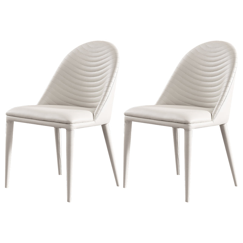 Chaise de salle à manger sans bras tapissée de style contemporain avec dossier solide
