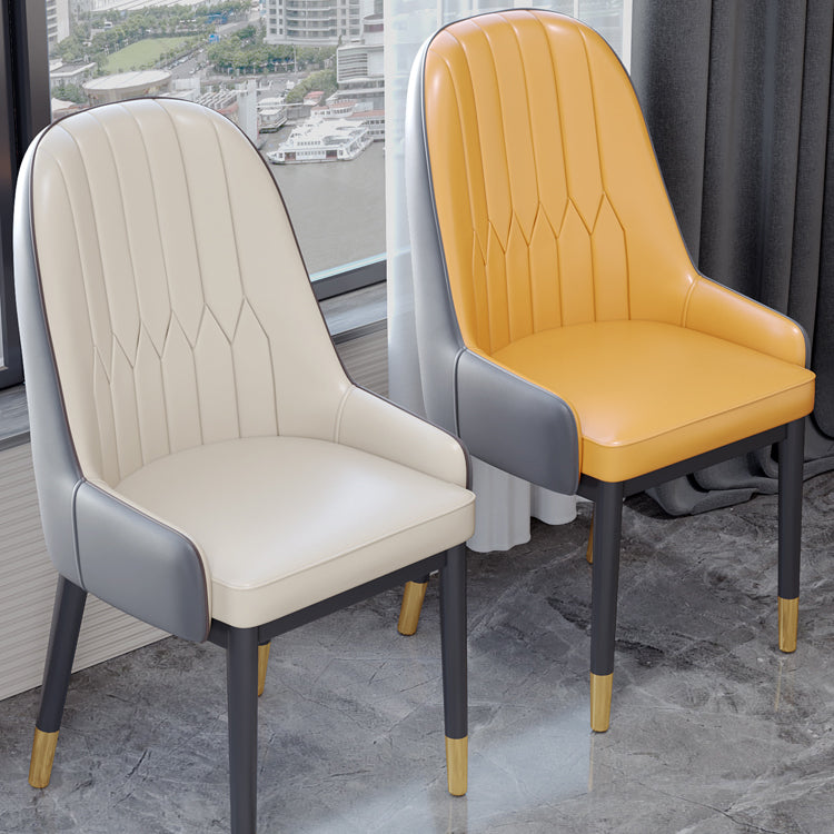 Chaises de salle à manger en métal de Style nordique, chaise Parsons rembourrée avec bras