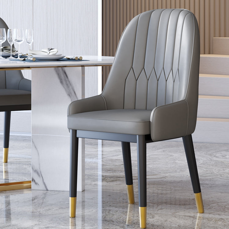 Chaises de salle à manger en métal de Style nordique, chaise Parsons rembourrée avec bras