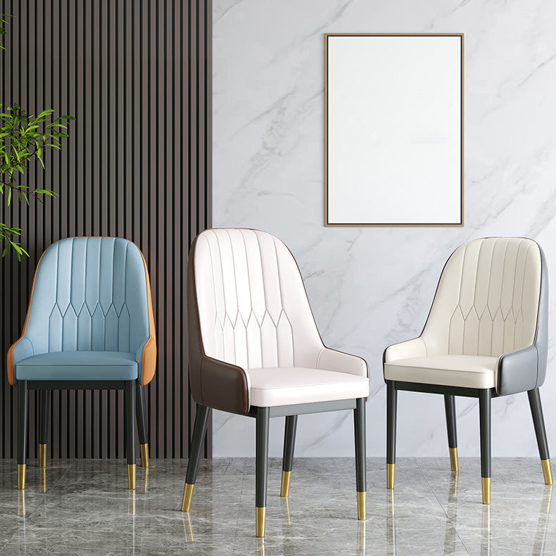 Chaises de salle à manger en métal de Style nordique, chaise Parsons rembourrée avec bras
