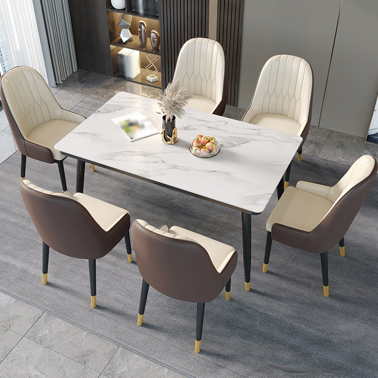 Chaises de salle à manger en métal de Style nordique, chaise Parsons rembourrée avec bras