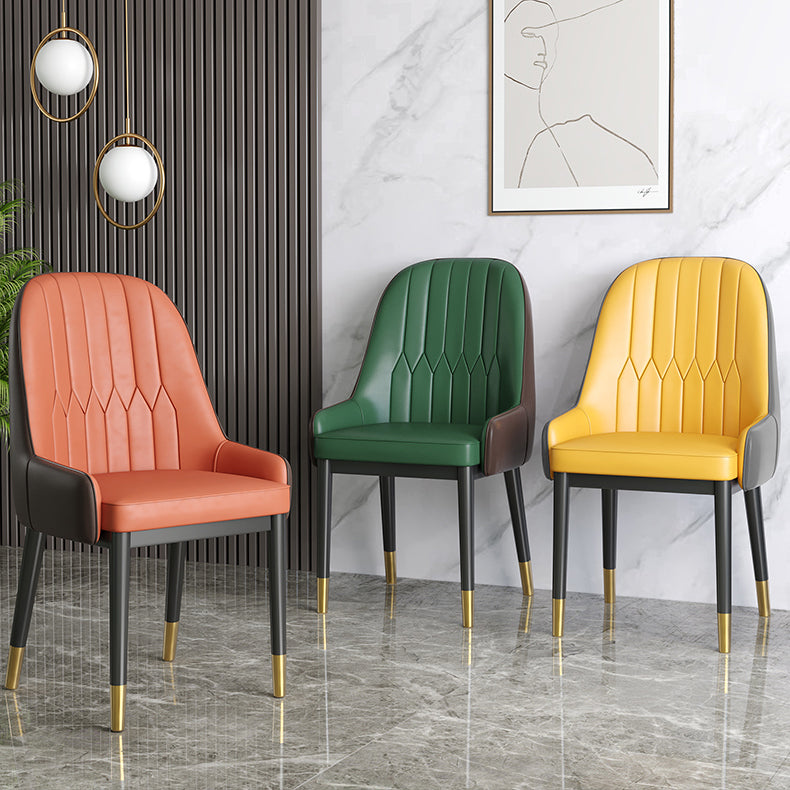 Chaises de salle à manger en métal de Style nordique, chaise Parsons rembourrée avec bras
