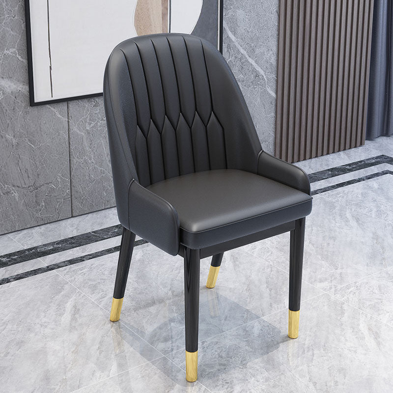 Chaises de salle à manger en métal de Style nordique, chaise Parsons rembourrée avec bras