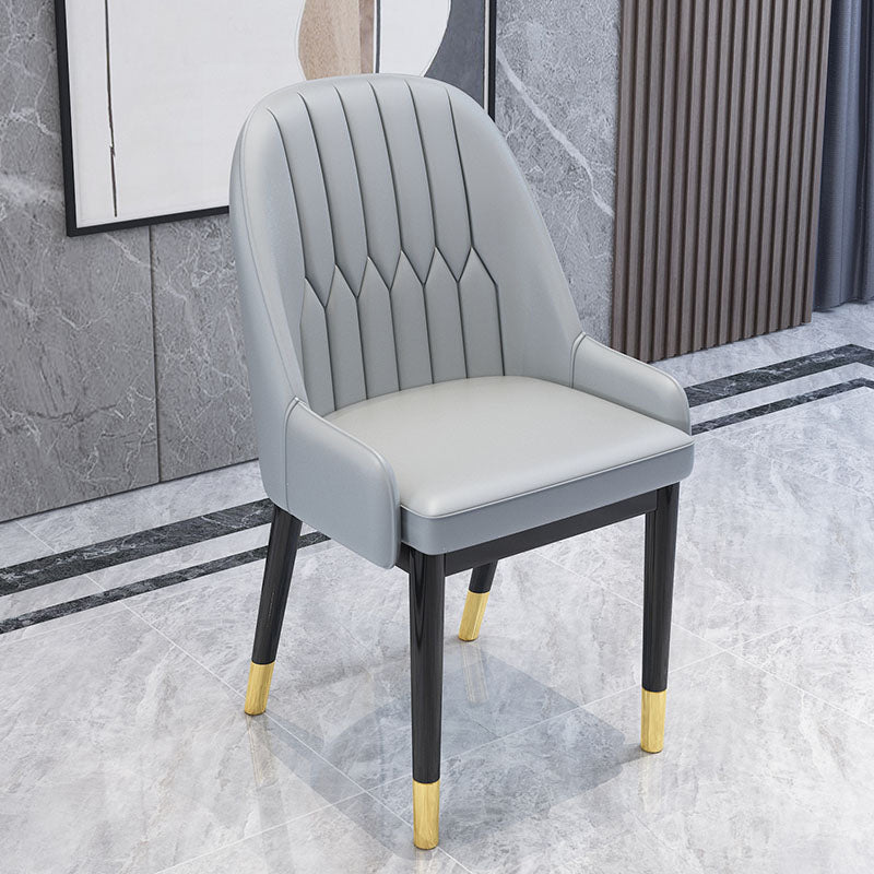 Chaises de salle à manger en métal de Style nordique, chaise Parsons rembourrée avec bras