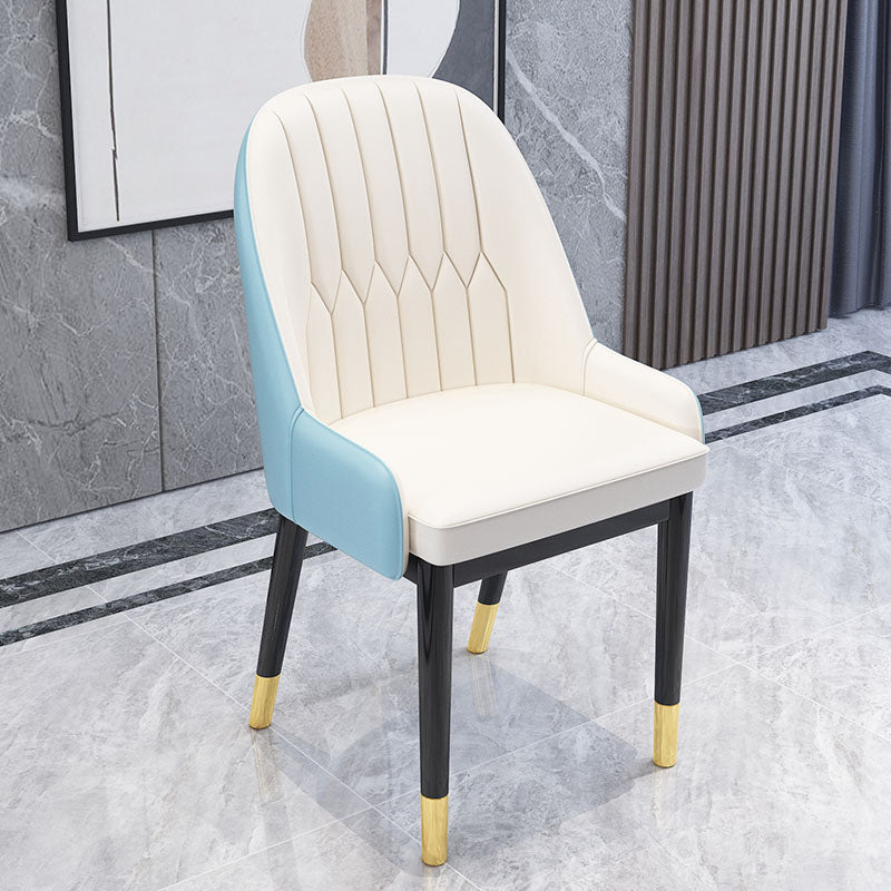 Chaises de salle à manger en métal de Style nordique, chaise Parsons rembourrée avec bras