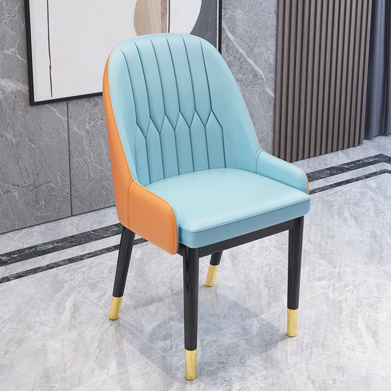 Chaises de salle à manger en métal de Style nordique, chaise Parsons rembourrée avec bras
