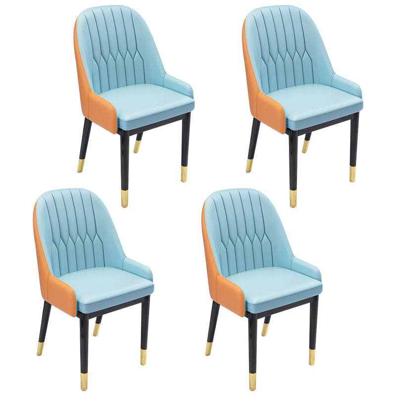 Chaises de salle à manger en métal de Style nordique, chaise Parsons rembourrée avec bras