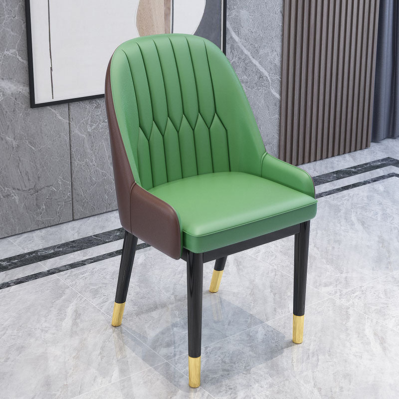 Chaises de salle à manger en métal de Style nordique, chaise Parsons rembourrée avec bras