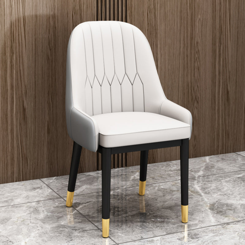 Chaises de salle à manger en métal de Style nordique, chaise Parsons rembourrée avec bras