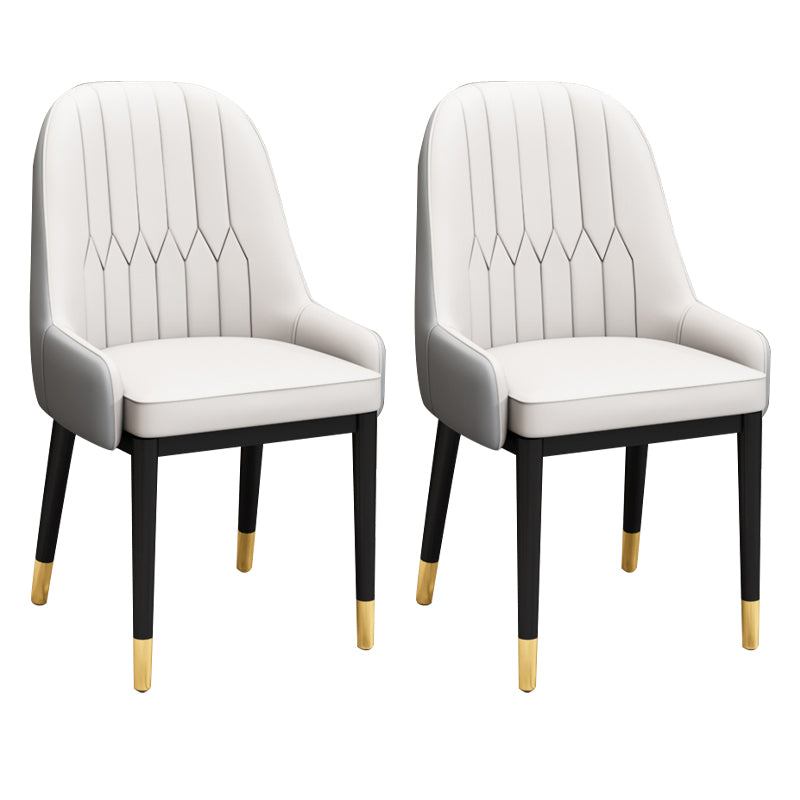 Chaises de salle à manger en métal de Style nordique, chaise Parsons rembourrée avec bras
