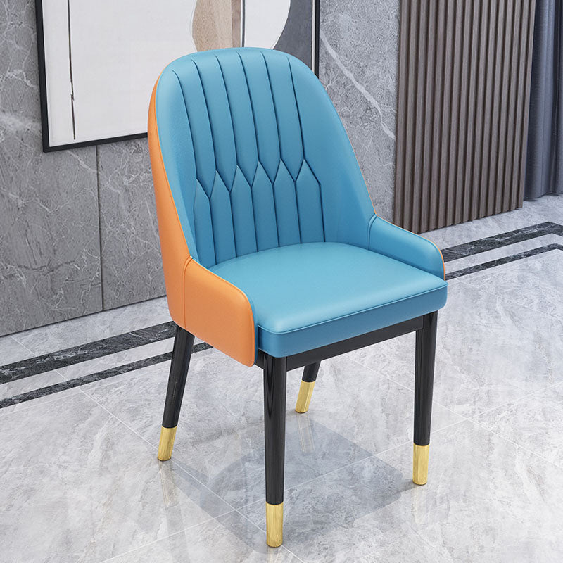 Chaises de salle à manger en métal de Style nordique, chaise Parsons rembourrée avec bras