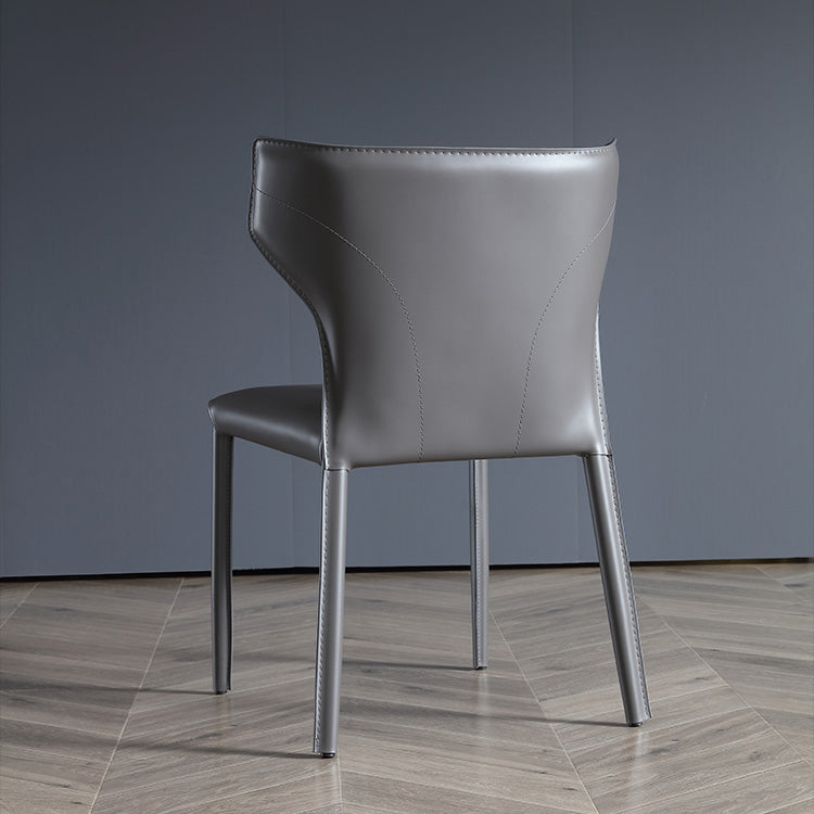 Chaise d'appoint en cuir de selle, style design, finition mate, chaise de salle à manger à oreilles