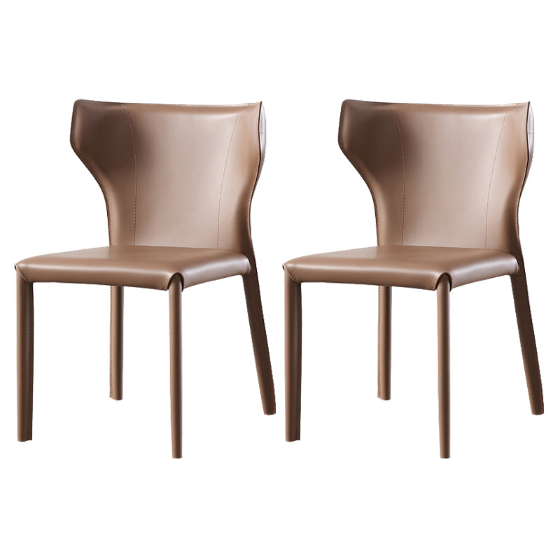 Chaise d'appoint en cuir de selle, style design, finition mate, chaise de salle à manger à oreilles